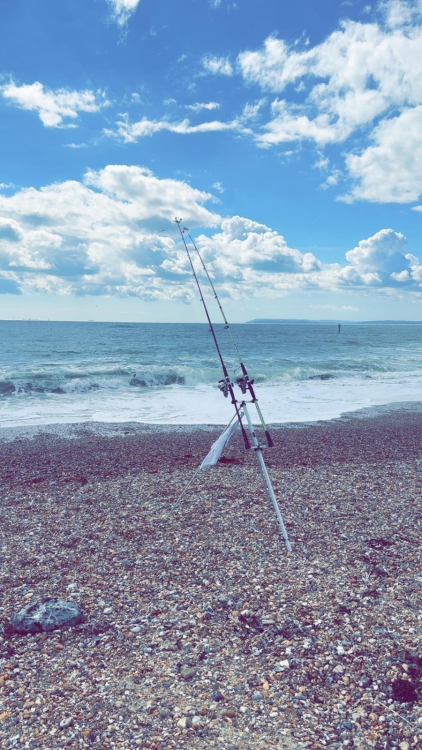 Fishing rods set up on Hayling Sea front