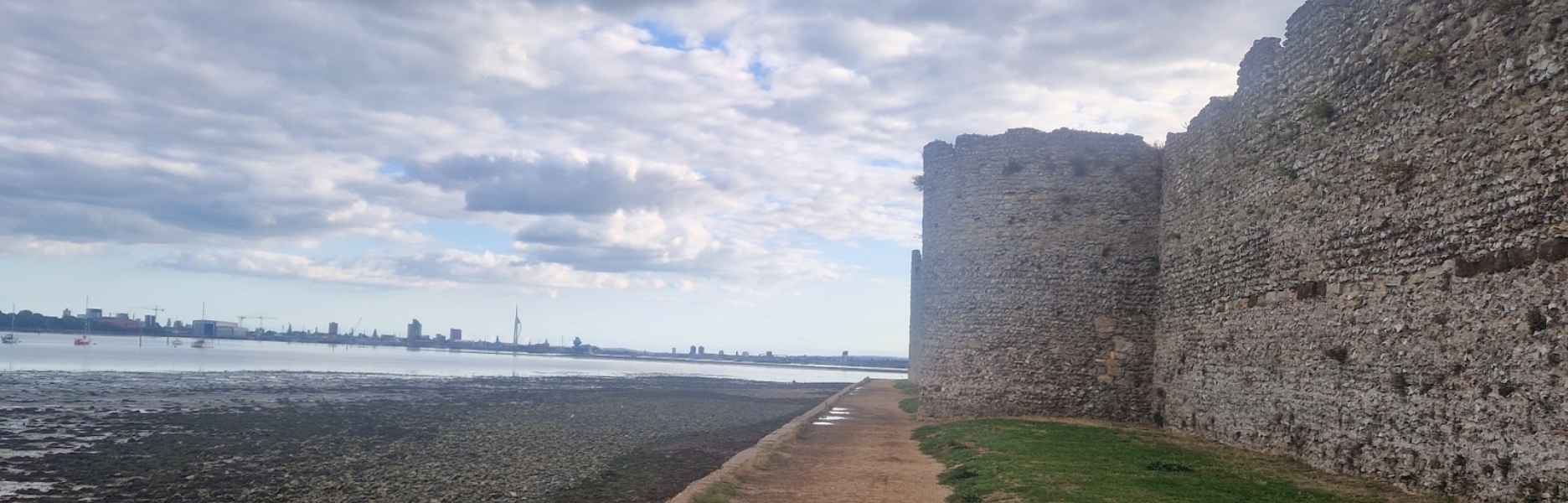 Portchester castle and surrounding sea