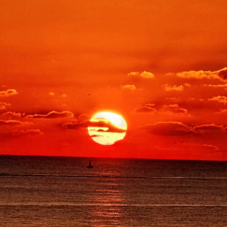 Sunset at Aberavon beach with orange skies
