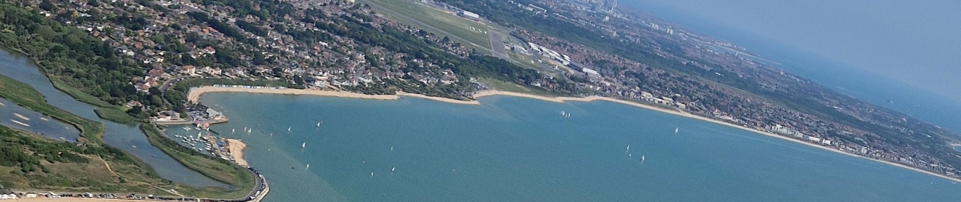 Birds eye view of Lee on Solent beach and sea