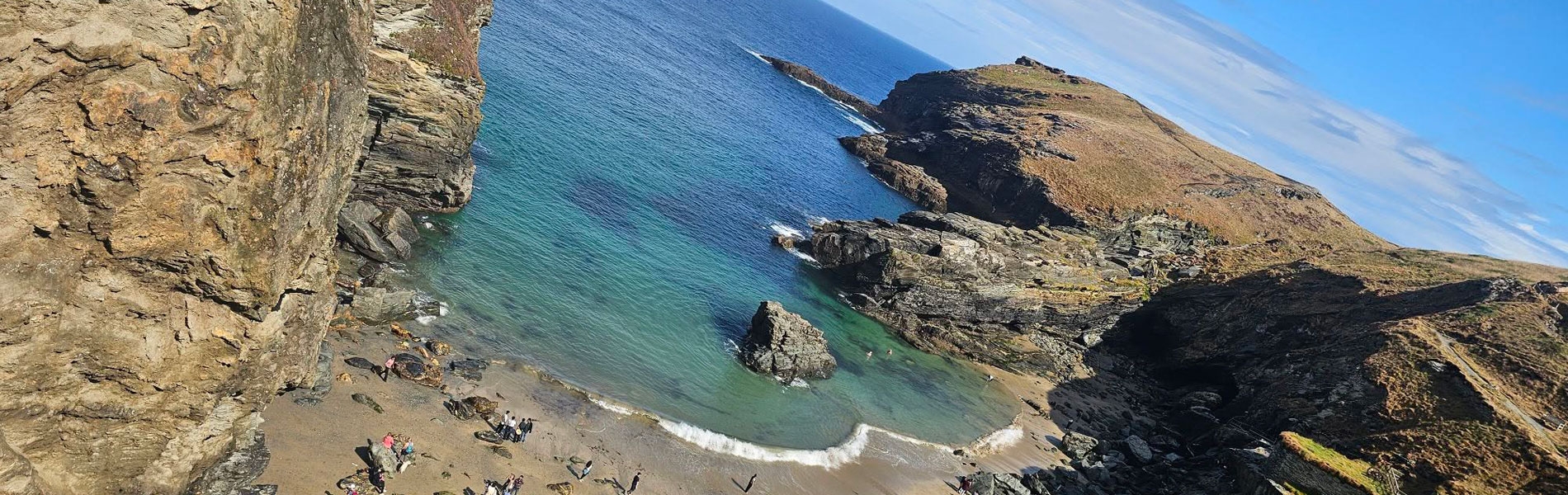 Looking down onto Tintagel beach